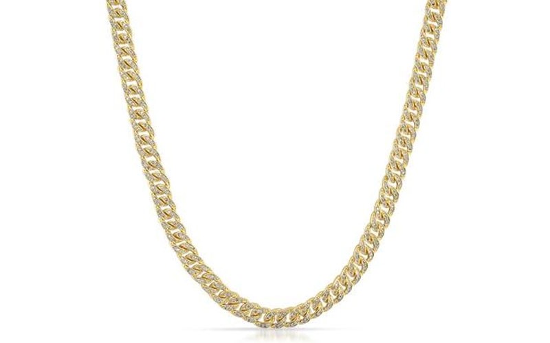 925 Silver 6Mm Cz Bling Bling Gold Cuban Links Chain