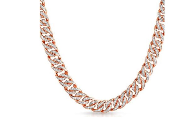 Rose Gold Cz Cuban Bling Bling Chain