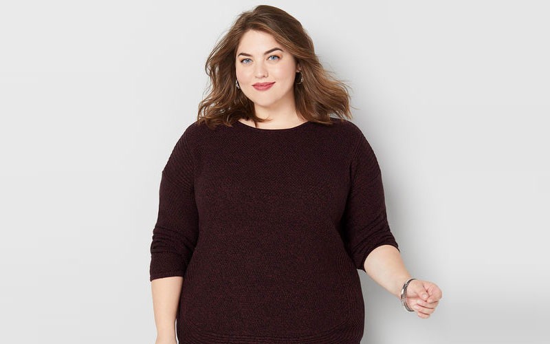 Marled Curved Hem Sweater