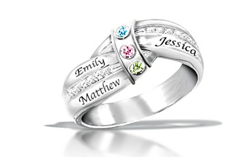 A Mother's Embrace Engraved Personalized Birthstone Ring