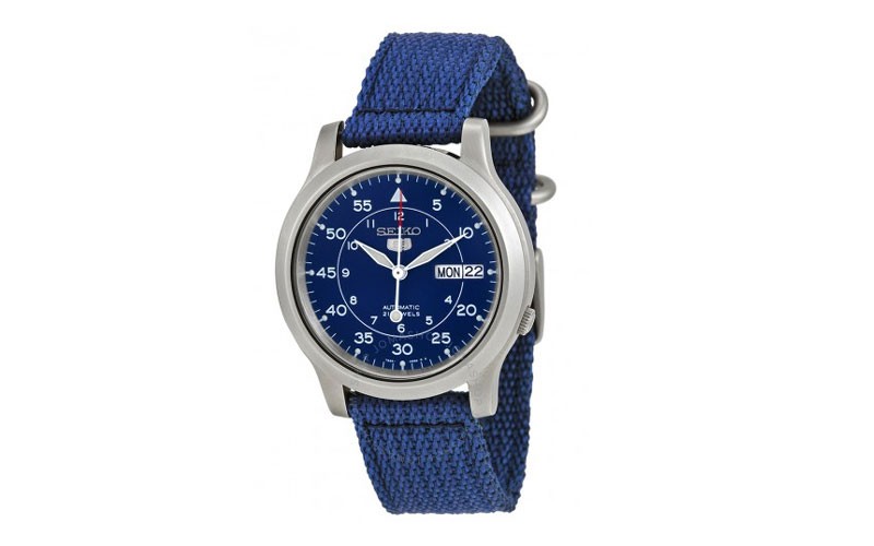 Seiko 5 Blue Dial Blue Canvas Mens Watch