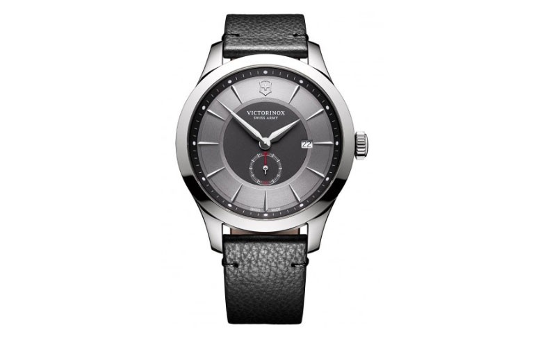 Victorinox Alliance Grey Dial Leather Strap Mens Watch