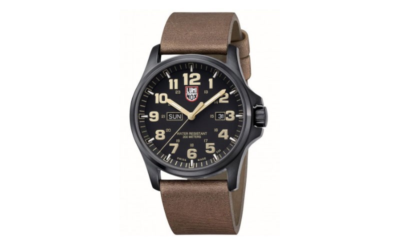 Luminox Land Black Dial Leather Strap Mens Watch