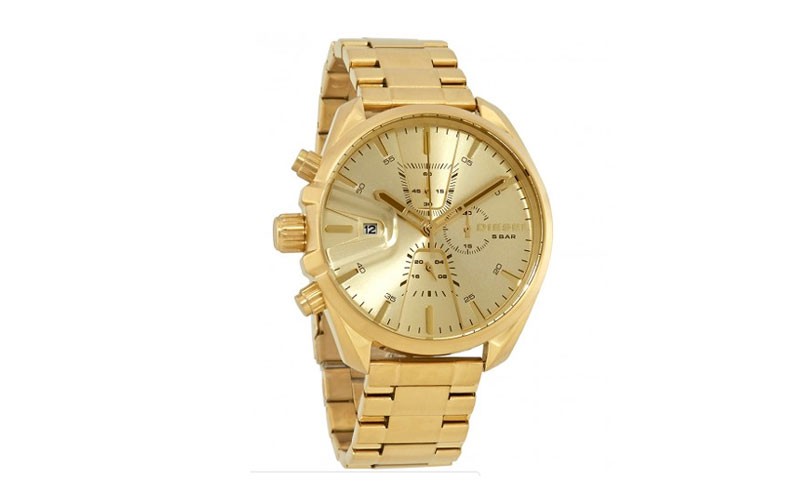 Diesel MS9 Gold Tone Sunray Dial Chronograph Mens Watch