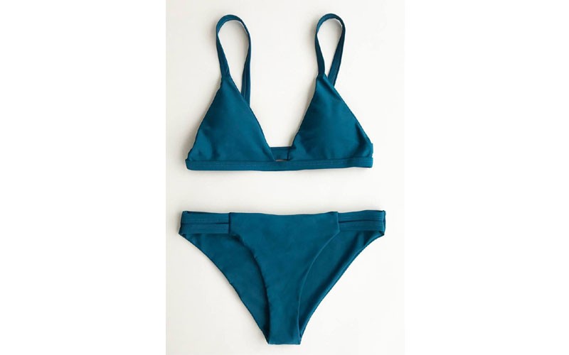 Blue Sea Solid Bikini Set Bikni