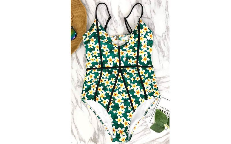 Young And Vigor Print One-Piece Swimsuit Bikni