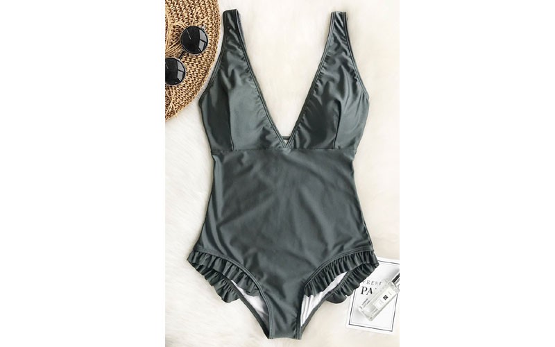 Sweet Smile Solid One-Piece Swimsuit Bikni