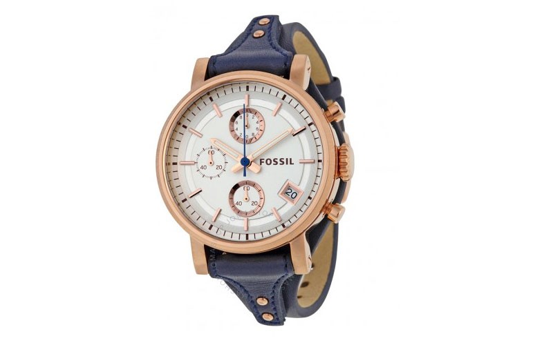 Fossil Boyfriend Chronograph Silver Dial Ladies Watch