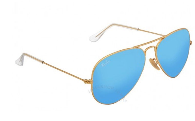  Rayban Aviator Metal Matte Gold Frame Crystal Blue Mirrored Lenses Larg