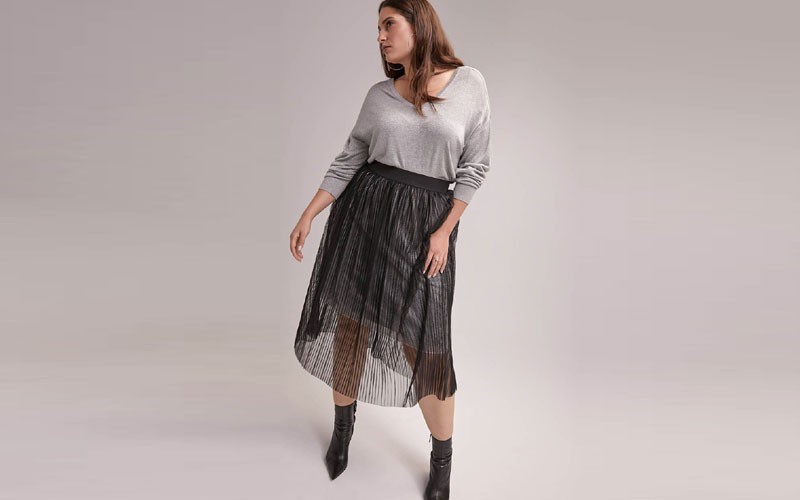 Pleated Mesh Skirt