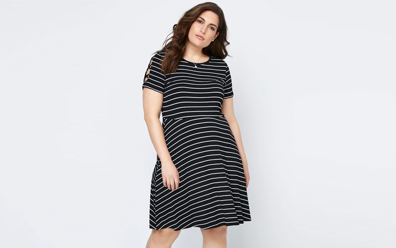 Striped Fit and Flare Dress