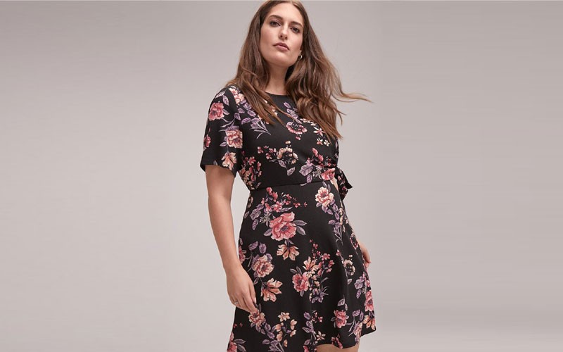 Printed Fit and Flare Dress with Knot