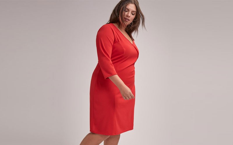 Solid 3/4 Sleeve Knit Wrap Dress