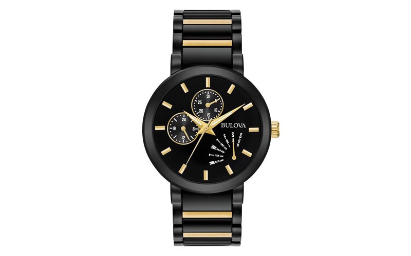 Bulova Mens Classic Black Stainless Steel Two-Tone Bracelet Day/Date