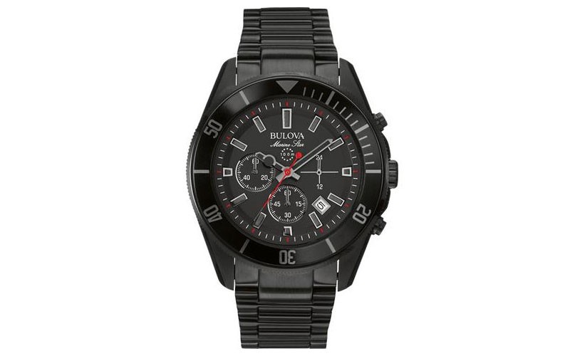 Bulova Mens Chronograph Marine Star Black On Black 100M Water Resistance