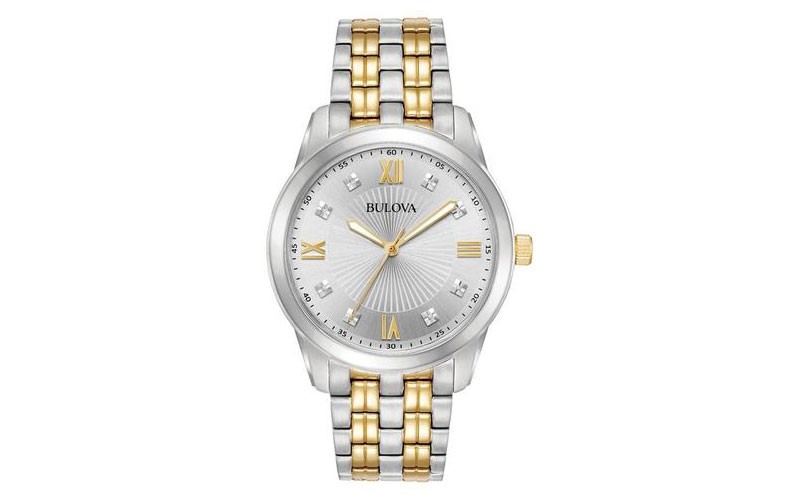 Bulova Mens Diamond Watch Two-Tone Case Bracelet