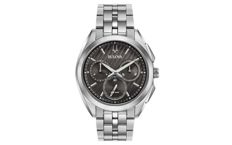 Bulova Mens Chronograph Curv Stainless Steel Bracelet Dark Grey Dial