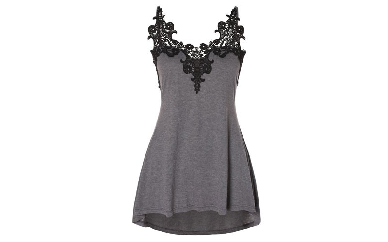 Plus Size Lace Panel High Low Swing Tank Top