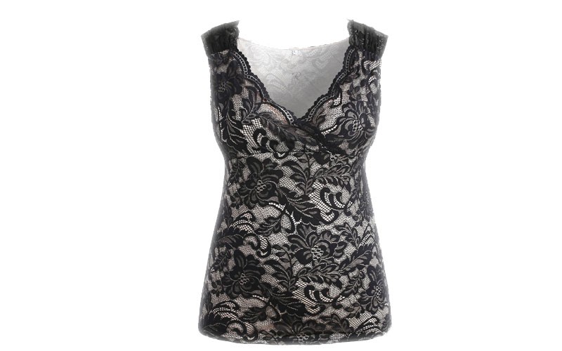 Plus Size Lace Scalloped Surplice Tank Top