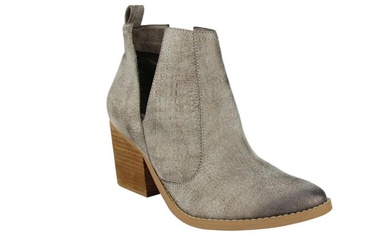 Not Rated Shoes Shea Side Cut Snakeskin Booties in Grey