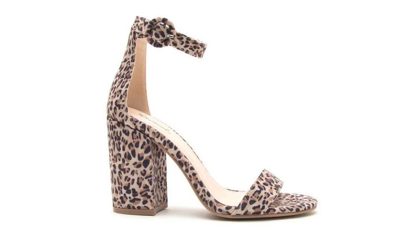 Qupid Shoes Lake Strappy Block Heels in Leopard Lake -01