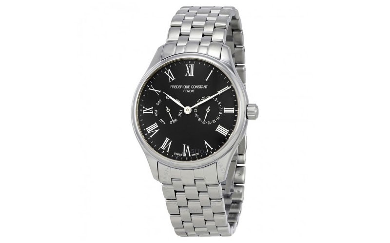 Frederique Constant Classics Black Dial Mens Stainless Steel Watch