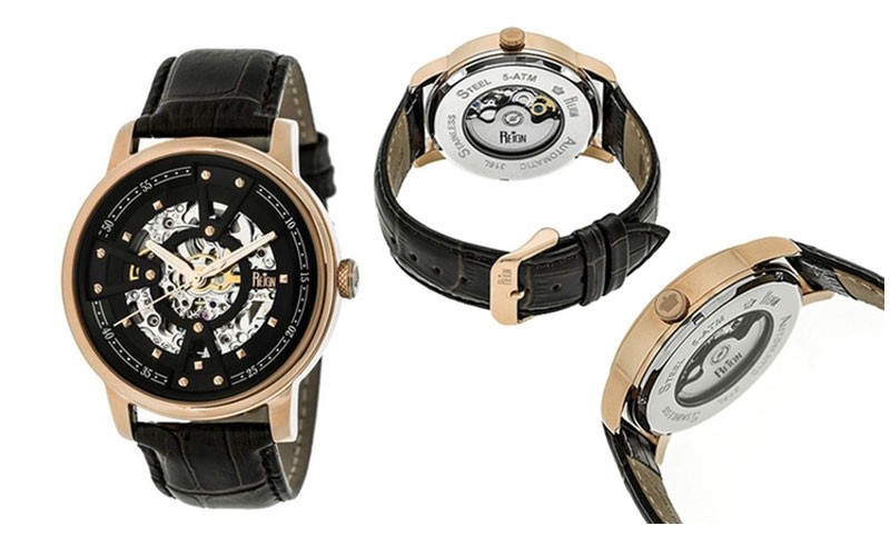 Reign Belfour Automatic Skeleton Watch with Leather Band