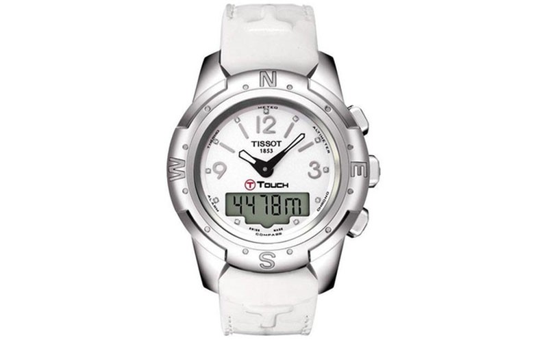 Tissot T-Touch II Titanium Perpetual Leather Diamond Ladies Watch