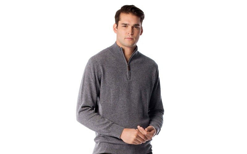  Mens Pure Cashmere Half Zip Sweater