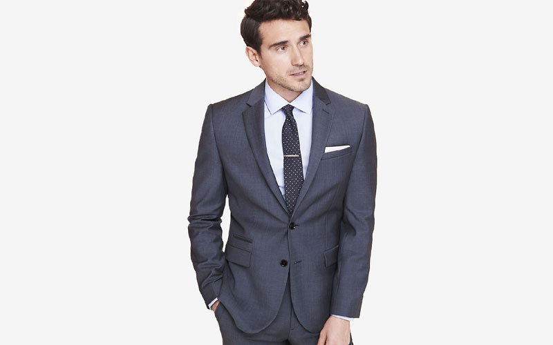Navy Micro Twill Suit Jacket For Mens