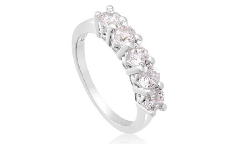 1Ct Five Diamond Ring In White Gold