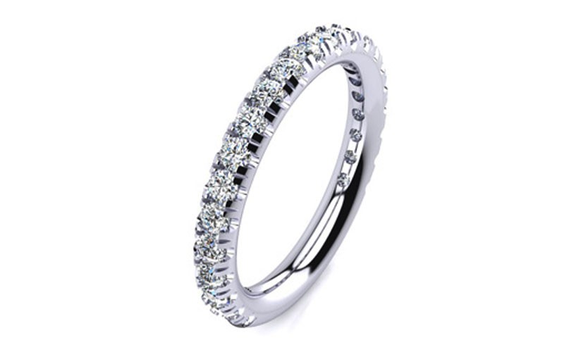 0.90Ct Round Diamond Wedding Band In 14K White Gold