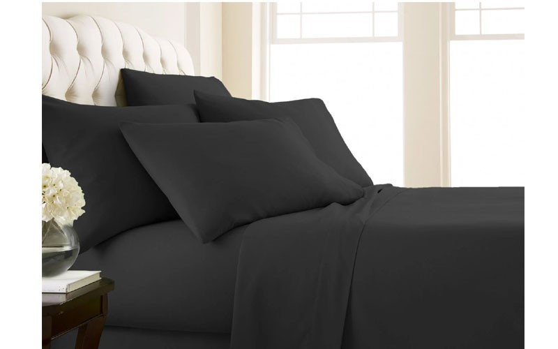 Comfortable Extra Deep Pocket 6-Piece Sheet Set Black 6 Piece California