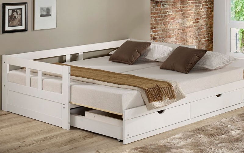 Melody Twin to King Trundle Daybed with Storage Drawers Grey