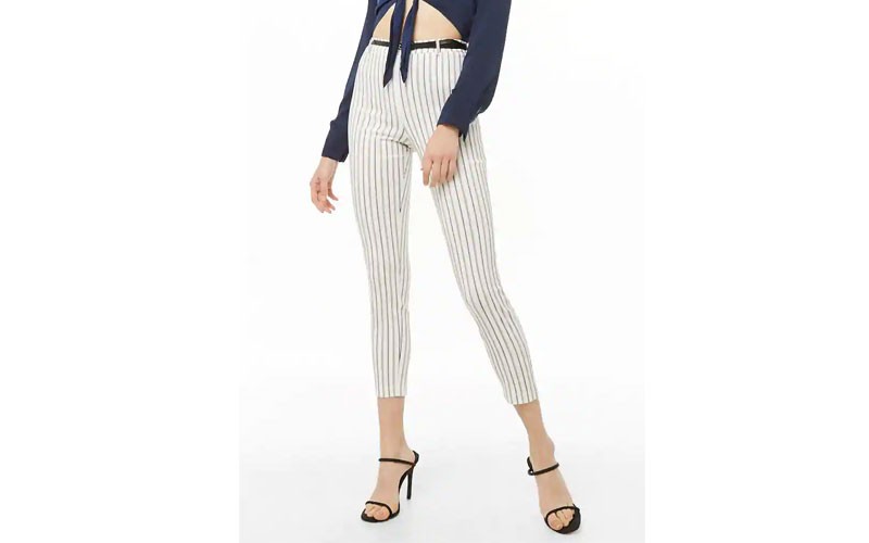 Striped Skinny Ankle Women Pants