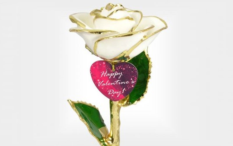 Valentines Day Rose and Engraved Heart