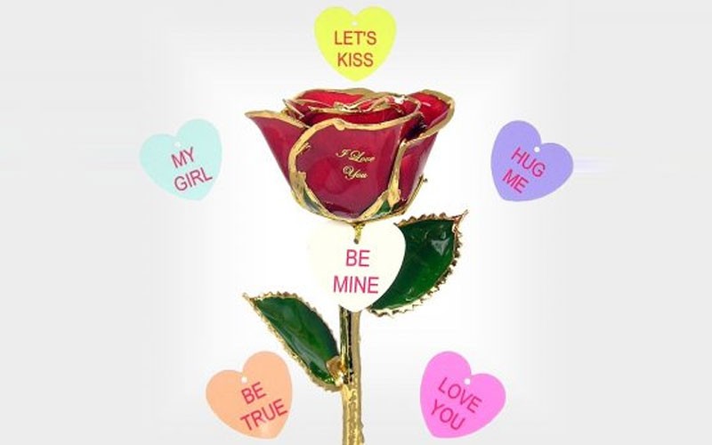 Valentines Day I Love You Rose & Engraved Sweetheart