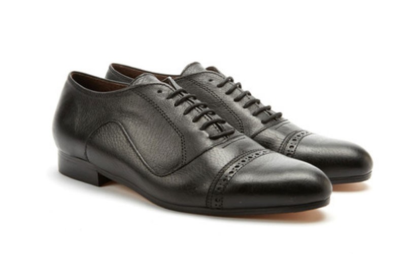Heel The World Cap-Toe Oxford Black Men Shoes