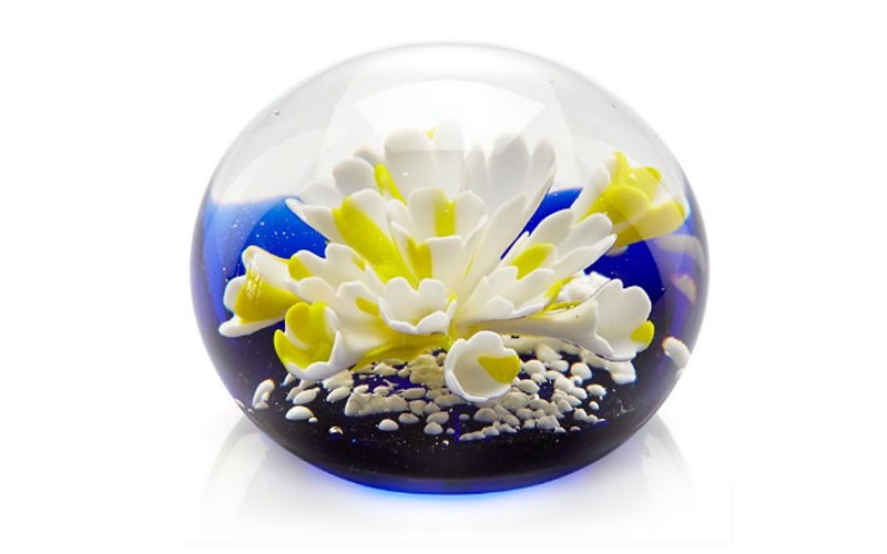 Springtime Flower Art Glass Paperweight by Lenox