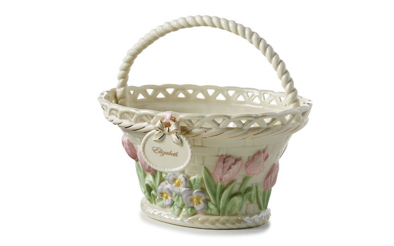 Personalizable Spring Flower Basket with Charm by Lenox