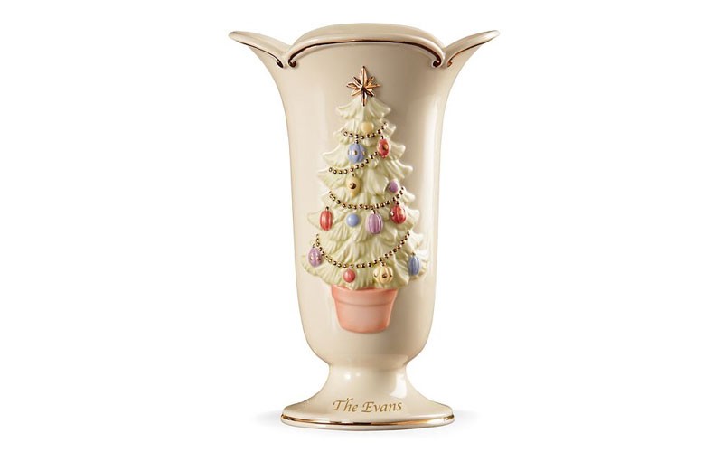 Personalizable Our Holiday Christmas Tree Vase by Lenox