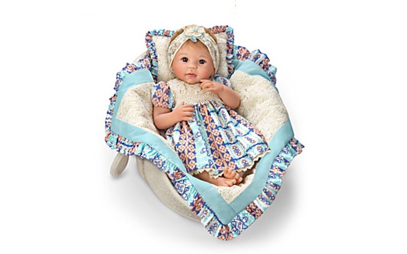 Linda Murray Delilah Lifelike Baby Doll with Moses Basket