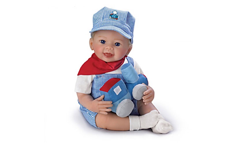 Linda Murray All Aboard Logan Poseable Baby Boy Doll in Engineers Dress
