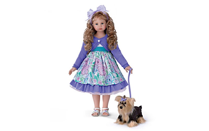 Angela Sutter Leah & Sadie Child Doll with Plush Dog Set