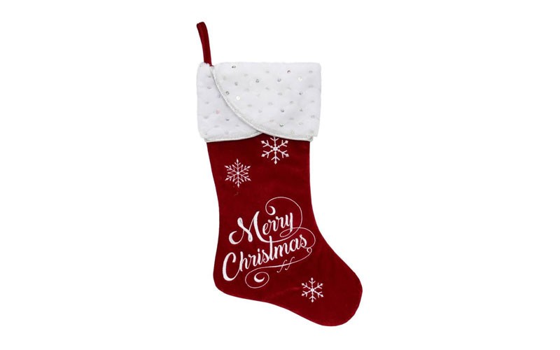 Holiday Living 20-in Red Embroidered Christmas Stocking