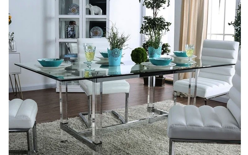 Furniture of America LaReve Acrylic & Glass Dining Table Chrome