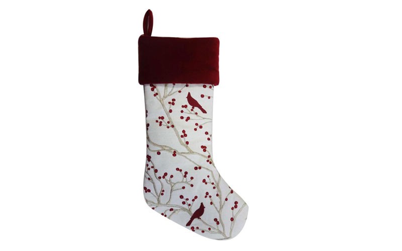 allen + roth 19-in Red Embroidered Christmas Stocking