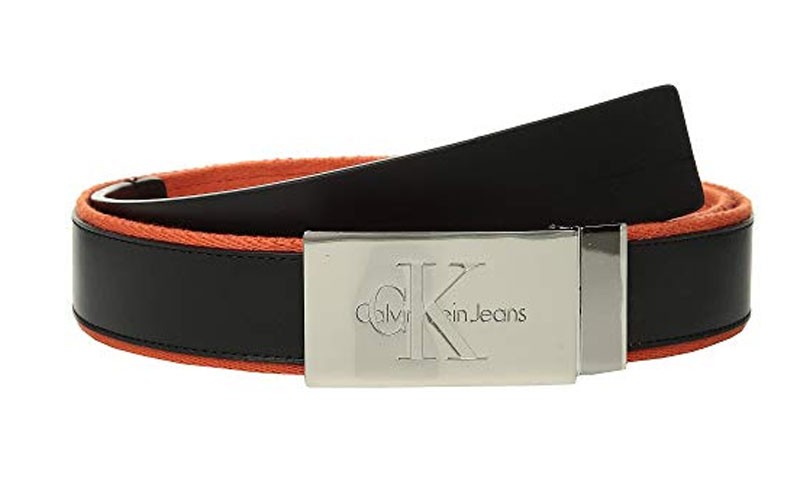 Calvin Klein 38mm Flat Stap Logo Patch Men Belts