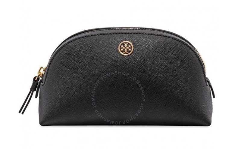 Tory Burch Robinson Small Makeup Bag- Black Royal Navy