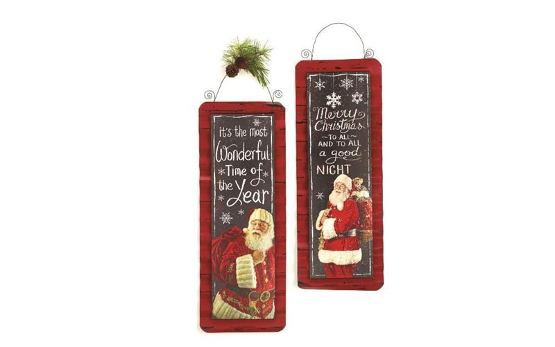 Wall Hanging Merry Christmas Sign with Santa Holiday Decoration Set